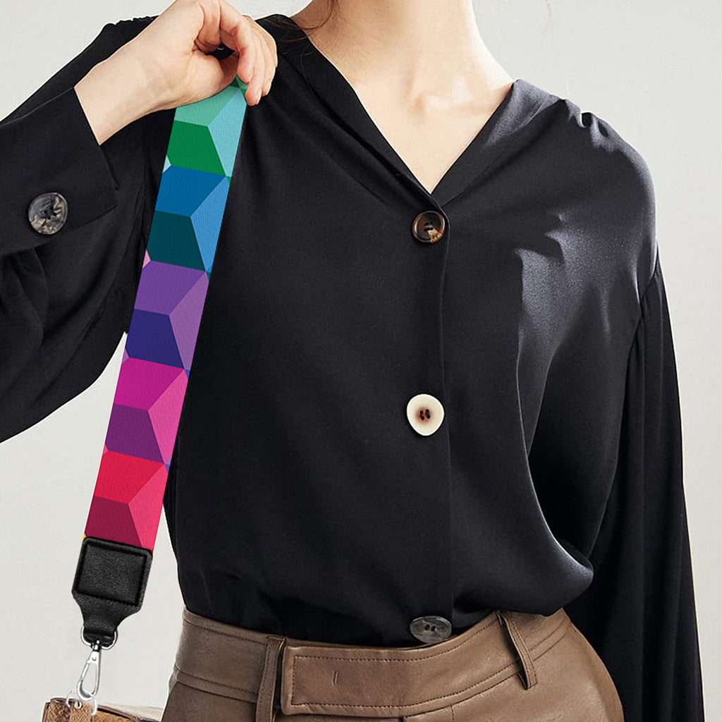 Rainbow Cubes Pattern Print Bag Strap