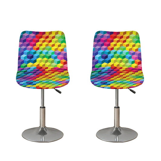 Rainbow Cubes Pattern Print Bar Stool Covers