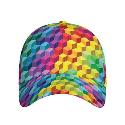 Rainbow Cubes Pattern Print Baseball Cap