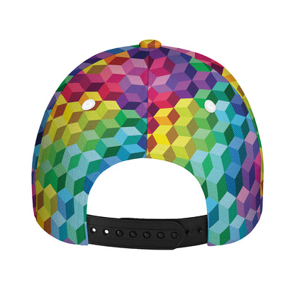 Rainbow Cubes Pattern Print Baseball Cap