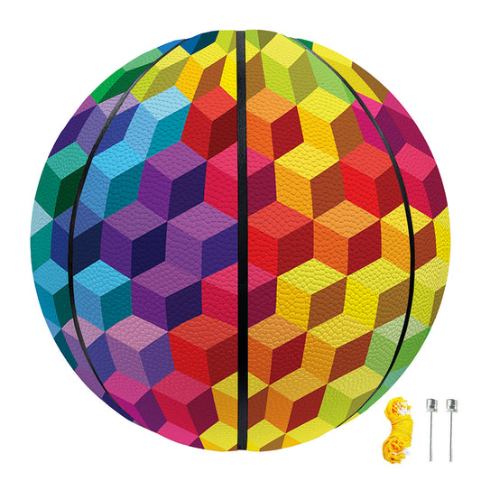 Rainbow Cubes Pattern Print Basketball