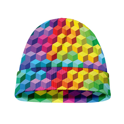 Rainbow Cubes Pattern Print Beanie