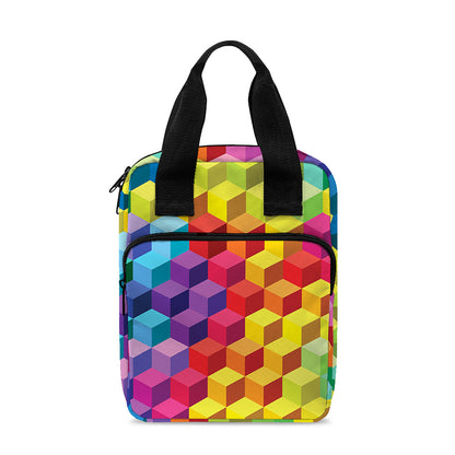 Rainbow Cubes Pattern Print Bible Tote Bag