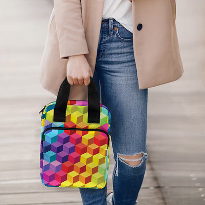 Rainbow Cubes Pattern Print Bible Tote Bag