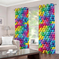 Rainbow Cubes Pattern Print Dimout Grommet Curtains