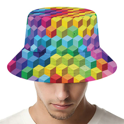 Rainbow Cubes Pattern Print Bucket Hat