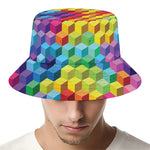 Rainbow Cubes Pattern Print Bucket Hat