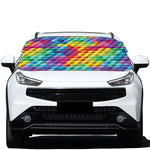 Rainbow Cubes Pattern Print Car Windshield Snow Cover