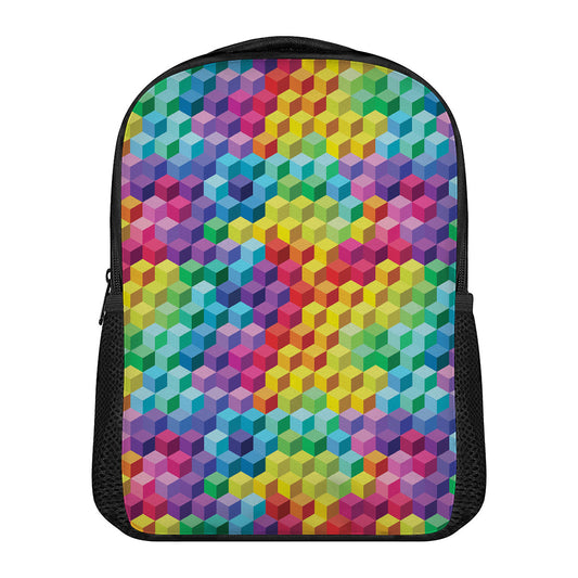 Rainbow Cubes Pattern Print Casual Backpack