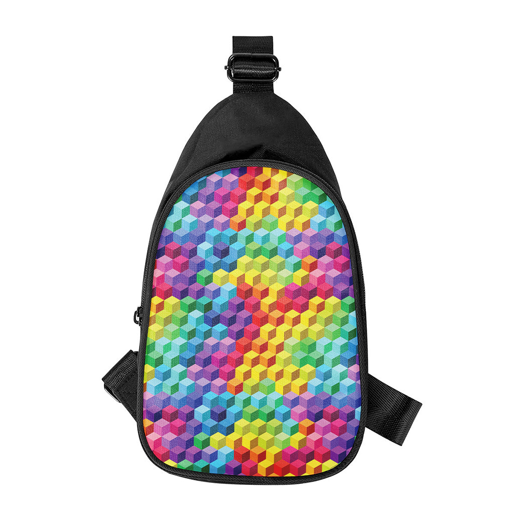 Rainbow Cubes Pattern Print Chest Bag