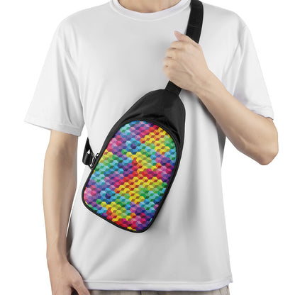 Rainbow Cubes Pattern Print Chest Bag
