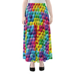 Rainbow Cubes Pattern Print Chiffon Maxi Skirt