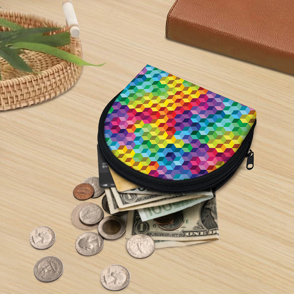 Rainbow Cubes Pattern Print Coin Purse