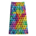 Rainbow Cubes Pattern Print Cotton Front Slit Maxi Skirt
