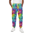 Rainbow Cubes Pattern Print Cotton Sweatpants