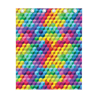 Rainbow Cubes Pattern Print Curtain