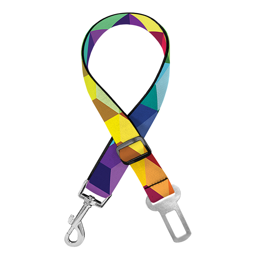 Rainbow Cubes Pattern Print Dog Seat Belt