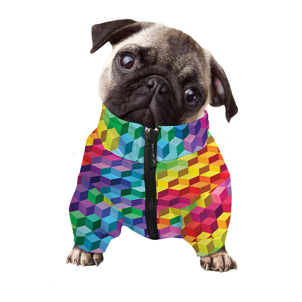 Rainbow Cubes Pattern Print Dog Zip Up Jacket