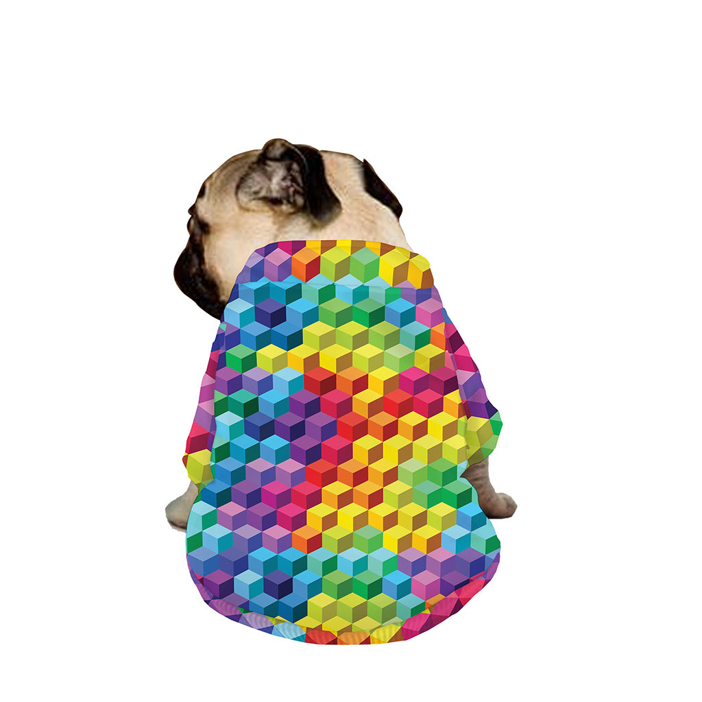 Rainbow Cubes Pattern Print Dog Zip Up Jacket