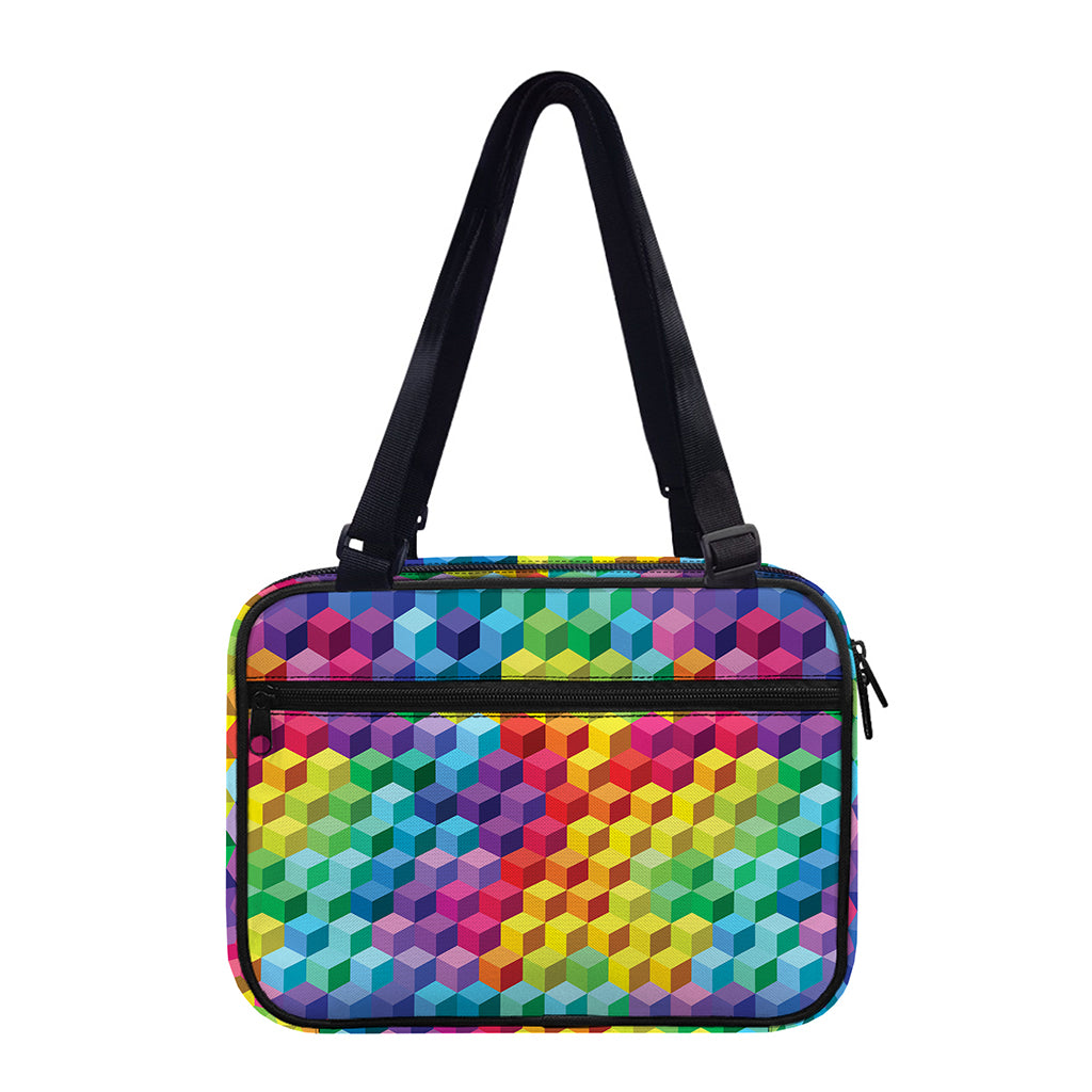 Rainbow Cubes Pattern Print Double Strap Bible Bag