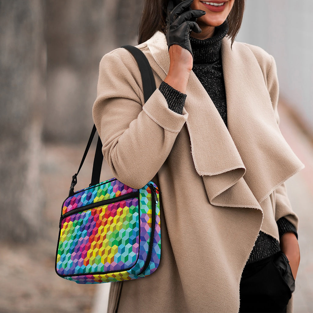 Rainbow Cubes Pattern Print Double Strap Bible Bag