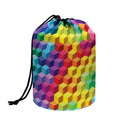 Rainbow Cubes Pattern Print Drawstring Makeup Bag