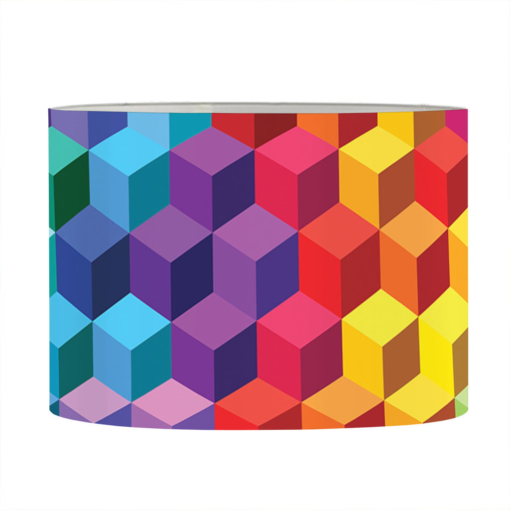 Rainbow Cubes Pattern Print Drum Lamp Shade