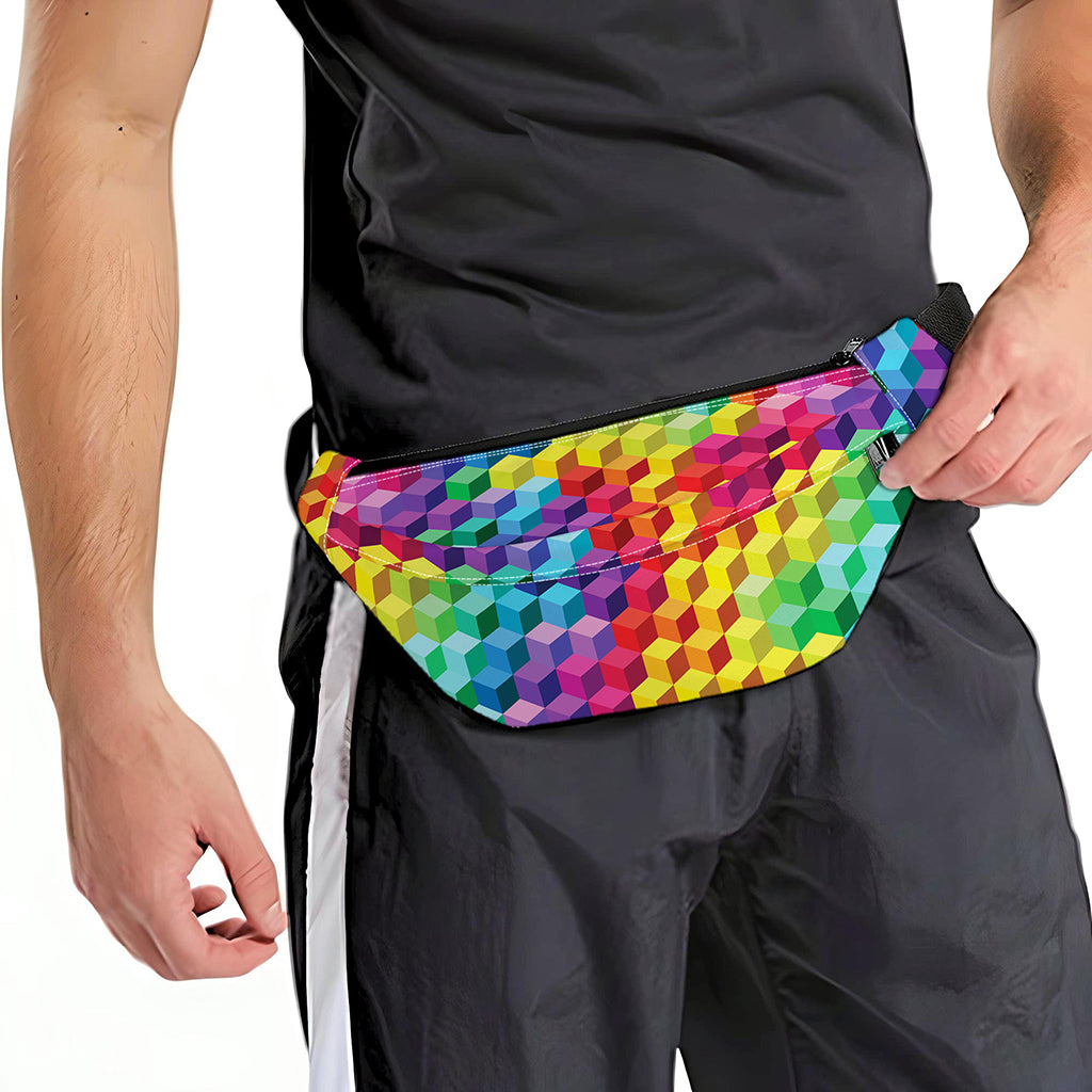 Rainbow Cubes Pattern Print Fanny Pack