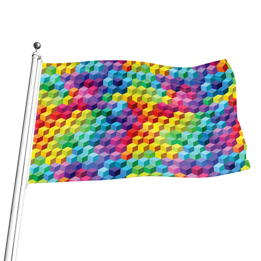 Rainbow Cubes Pattern Print Flag