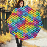 Rainbow Cubes Pattern Print Foldable Umbrella