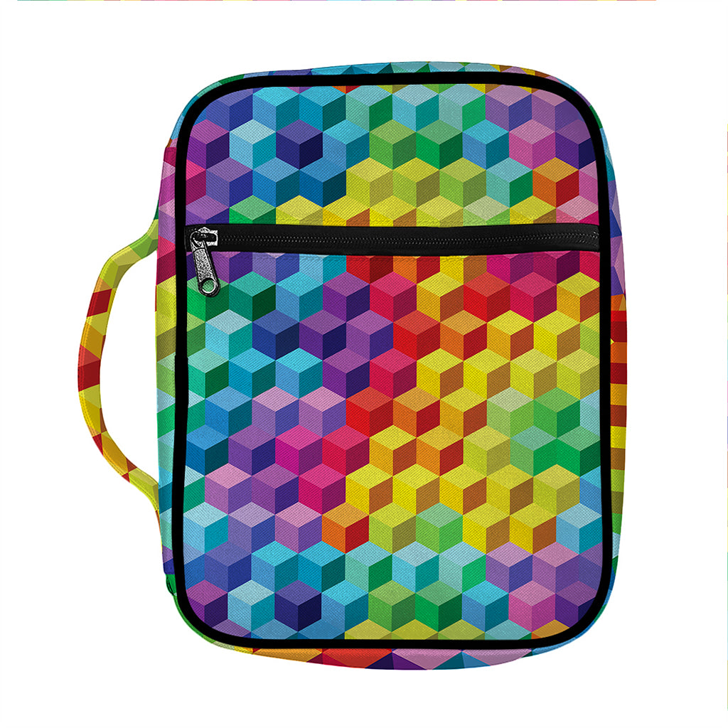 Rainbow Cubes Pattern Print Front Pocket Bible Bag