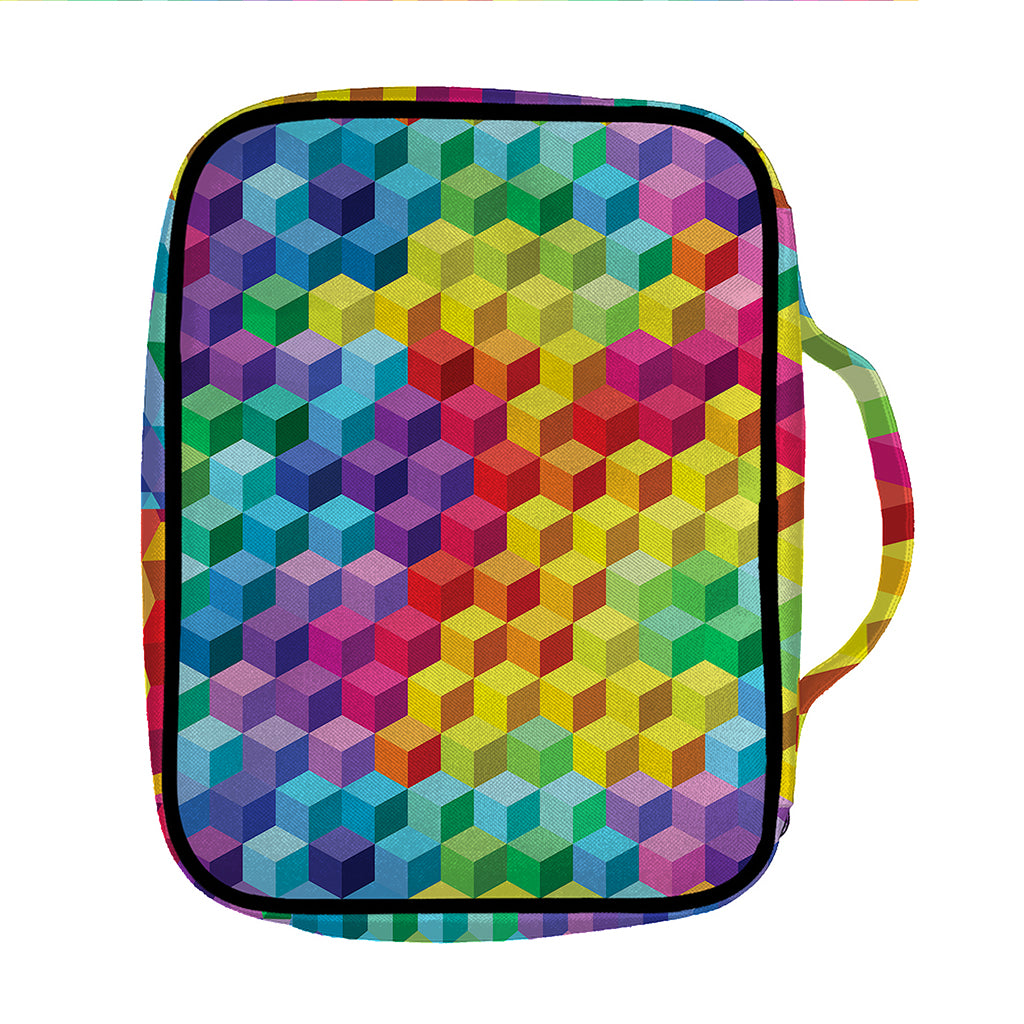 Rainbow Cubes Pattern Print Front Pocket Bible Bag
