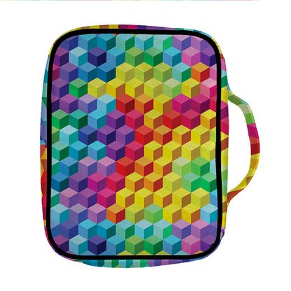 Rainbow Cubes Pattern Print Front Pocket Bible Bag