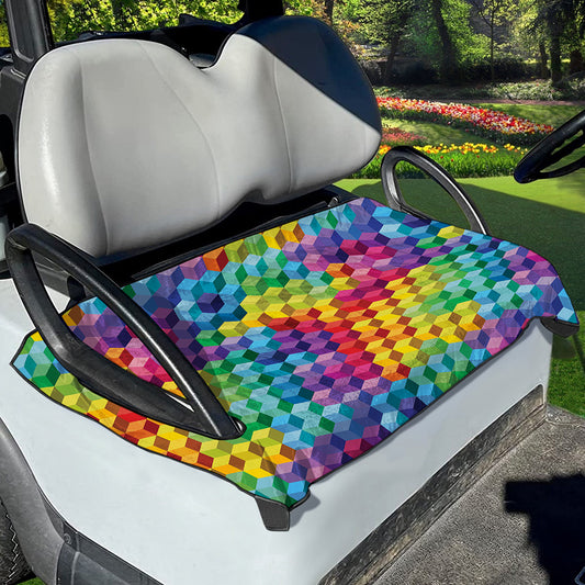 Rainbow Cubes Pattern Print Golf Cart Seat Cover
