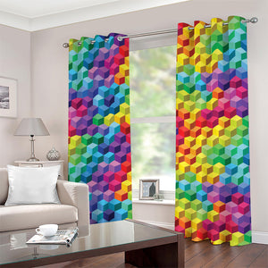 Rainbow Cubes Pattern Print Grommet Curtains