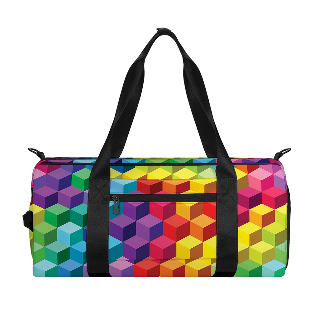 Rainbow Cubes Pattern Print Gym Bag