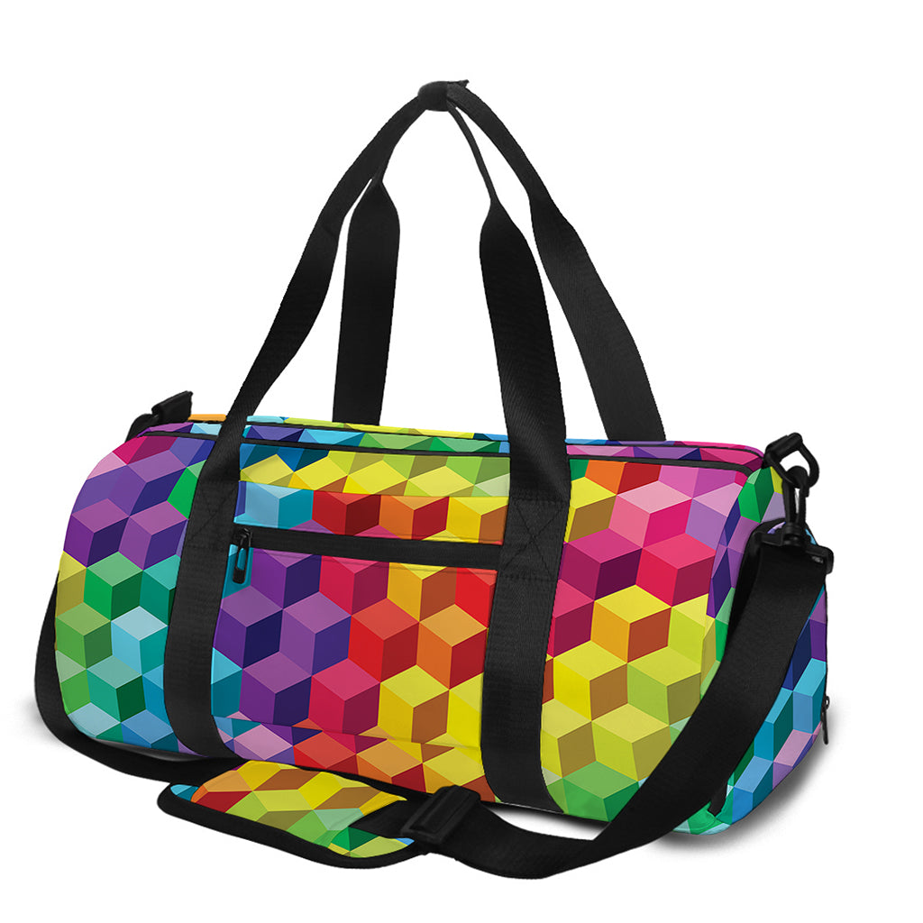 Rainbow Cubes Pattern Print Gym Bag