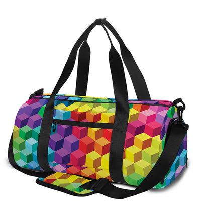 Rainbow Cubes Pattern Print Gym Bag