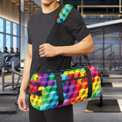 Rainbow Cubes Pattern Print Gym Bag