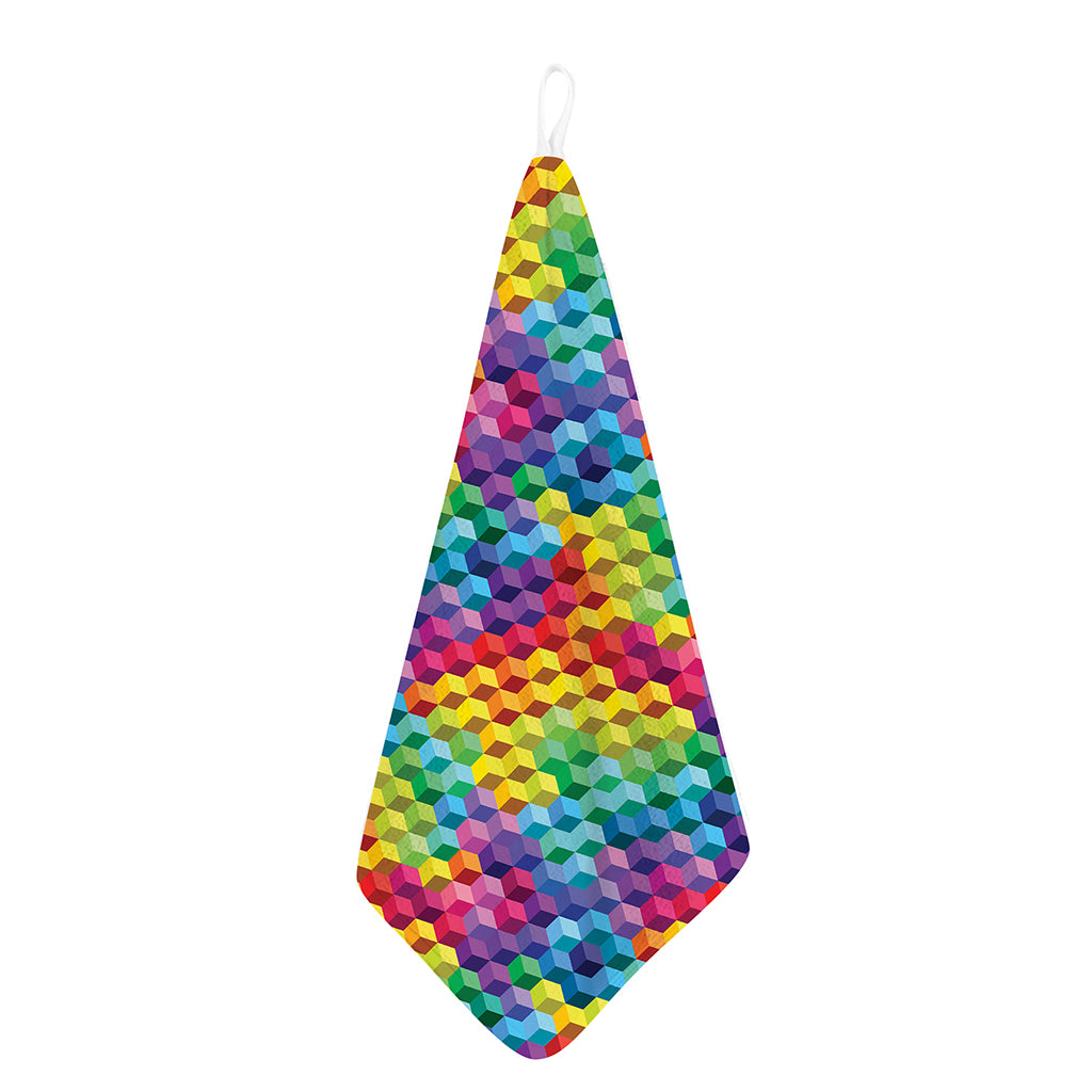 Rainbow Cubes Pattern Print Hand Towel