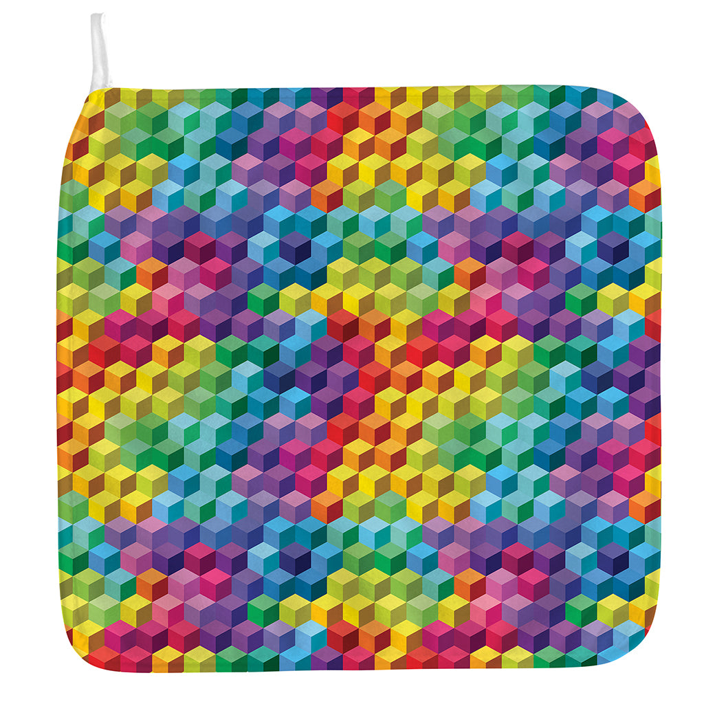 Rainbow Cubes Pattern Print Hand Towel