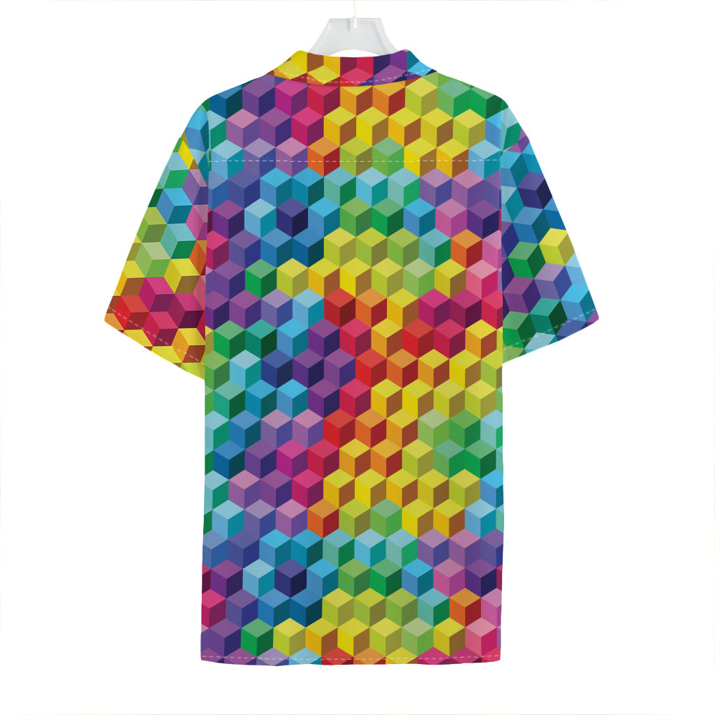 Rainbow Cubes Pattern Print Hawaiian Shirt