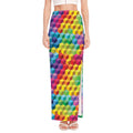 Rainbow Cubes Pattern Print High Slit Maxi Skirt