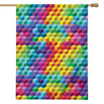 Rainbow Cubes Pattern Print House Flag