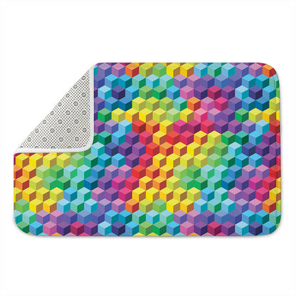 Rainbow Cubes Pattern Print Indoor Door Mat