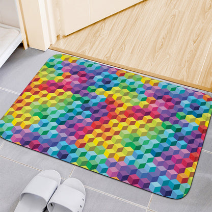 Rainbow Cubes Pattern Print Indoor Door Mat