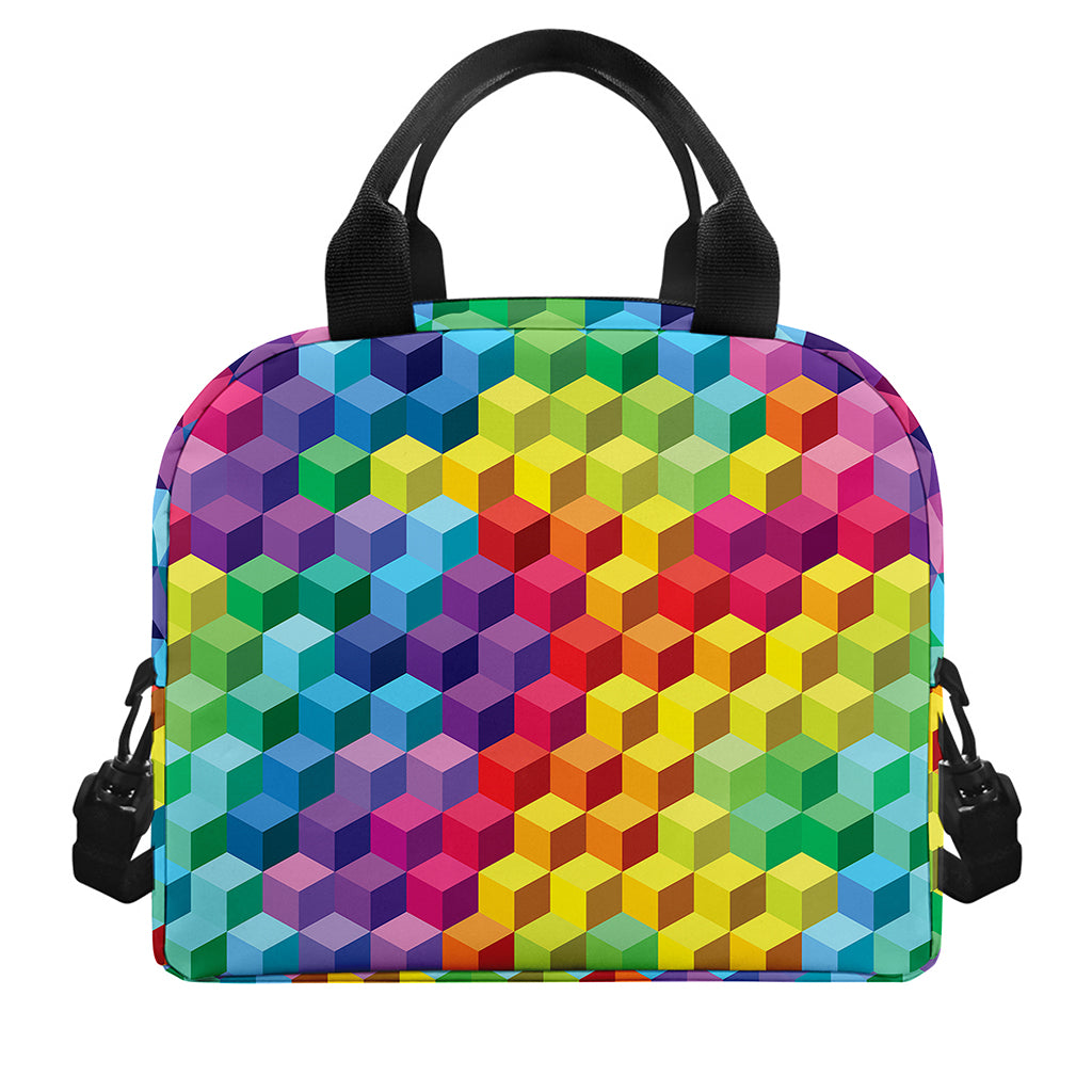 Rainbow Cubes Pattern Print Insulated Lunch Bag