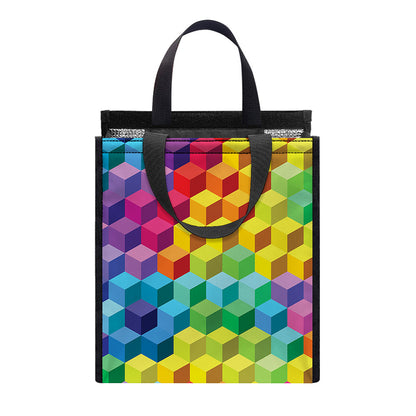 Rainbow Cubes Pattern Print Insulated Lunch Tote