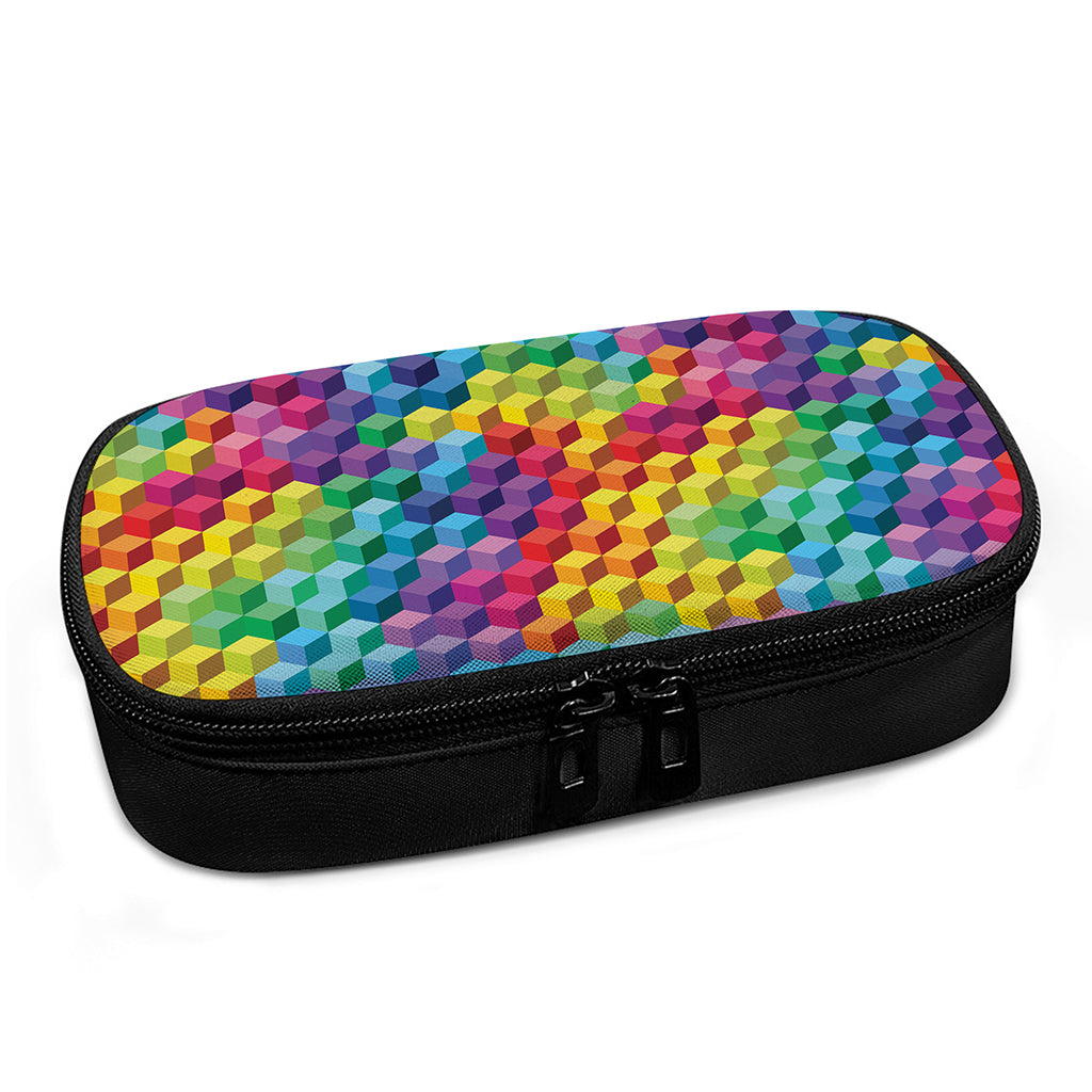 Rainbow Cubes Pattern Print Insulin Cooler Travel Case