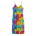 Rainbow Cubes Pattern Print Jersey Midi Cami Dress